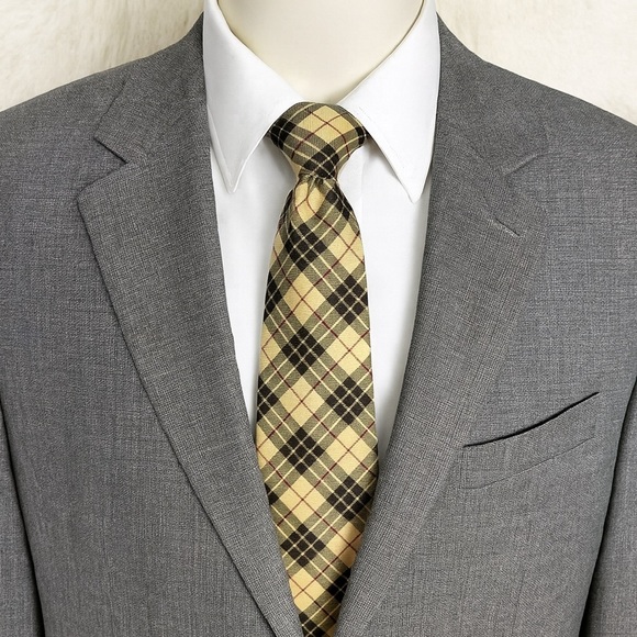 Paul Fredrick Yellow Plaid Tie – 100% Silk – Made in Italy - Picture 1 of 6